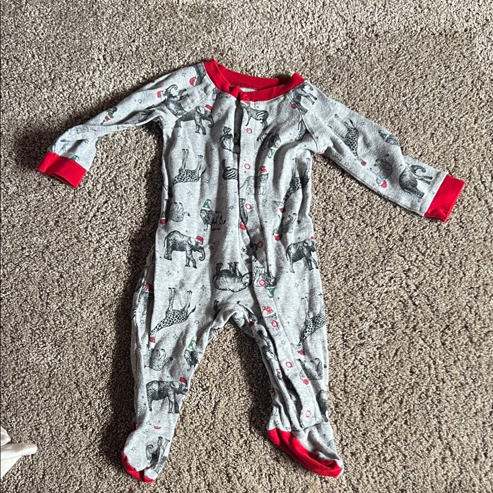 Wondershop Gray and Red Animal Print Footie